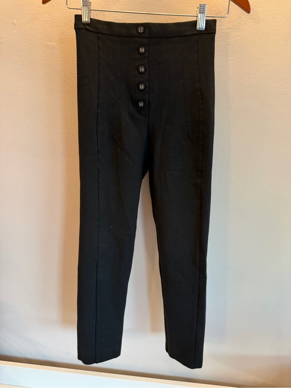 Topshop‎ Black High-Rise Button-Front Dress Pants
